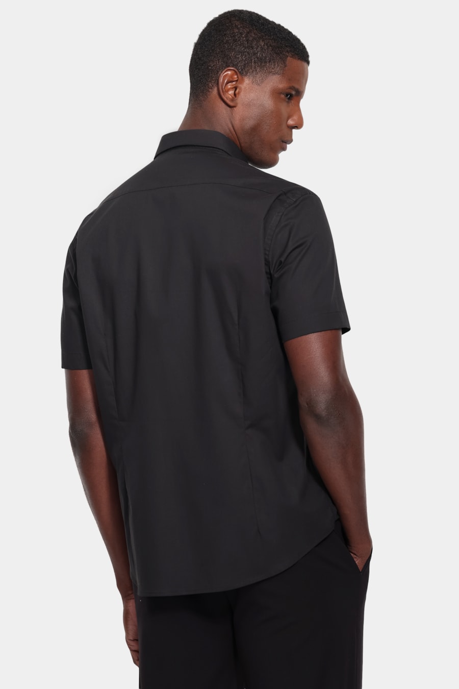 Camisa Manga Curta Slim Pinpoint Span Preto — foto 4 de 6