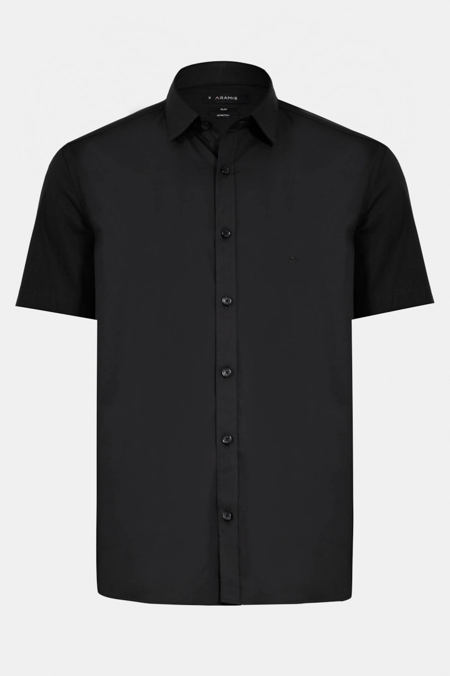 Camisa Manga Curta Slim Pinpoint Span Preto — foto 5 de 6