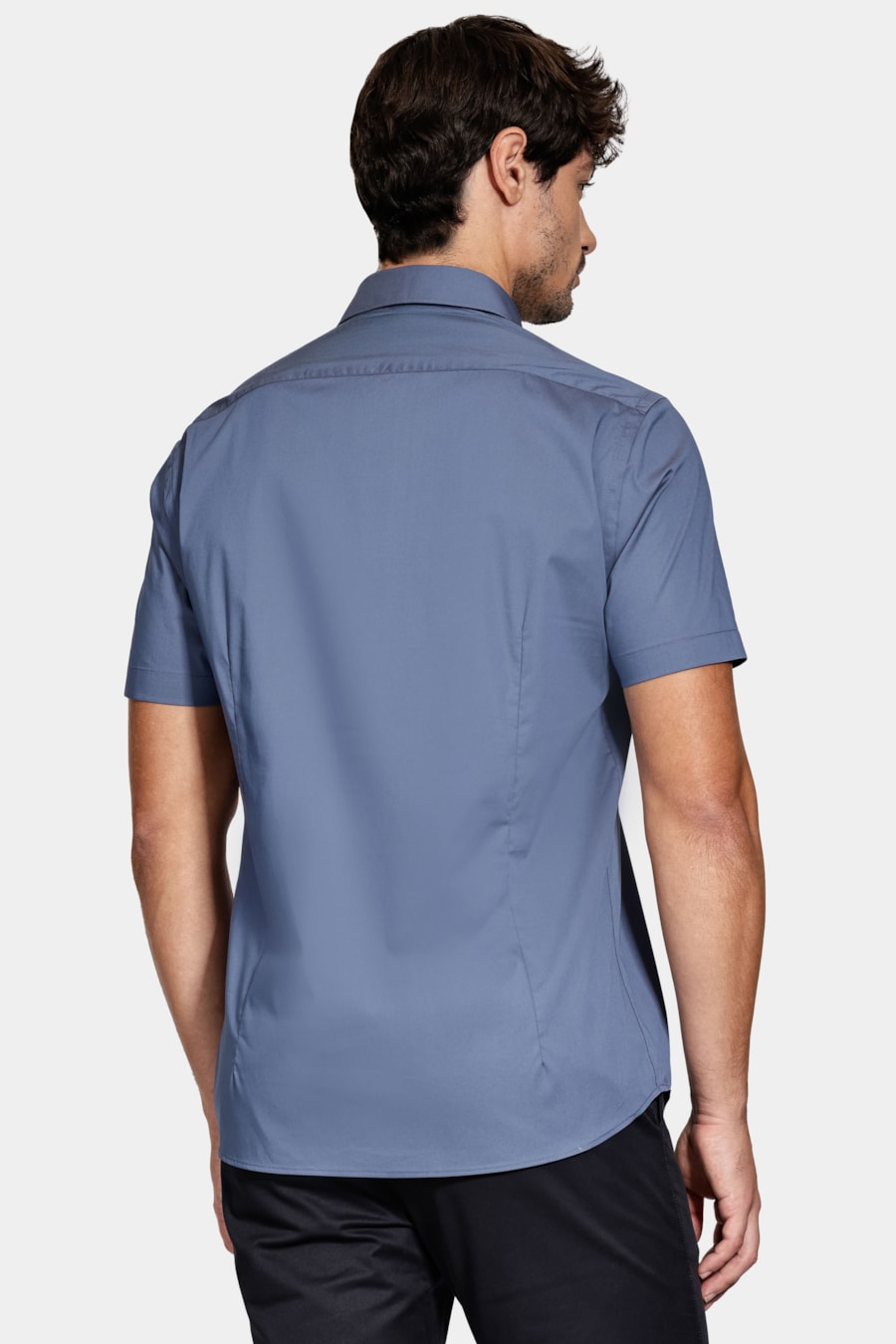 Camisa Manga Curta Slim Tech Azul Jeans — foto 4 de 6