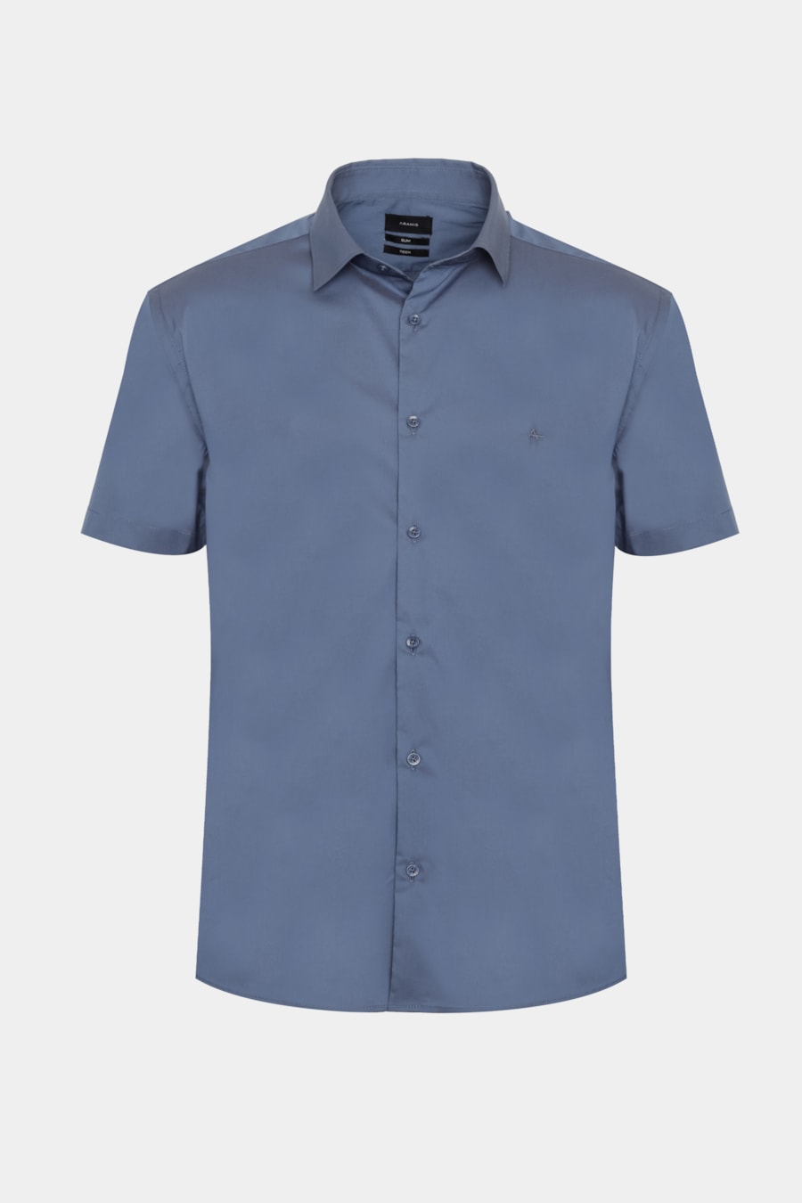 Camisa Manga Curta Slim Tech Azul Jeans — foto 5 de 6