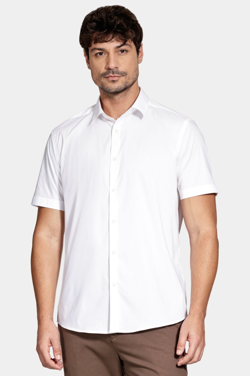 Camisa Manga Curta Slim Tech Branco
