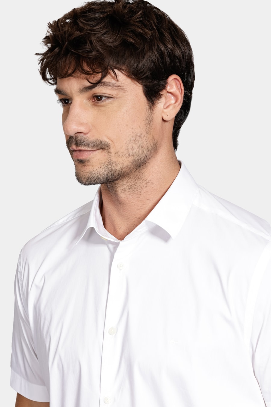 Camisa Manga Curta Slim Tech Branco — foto 3 de 6