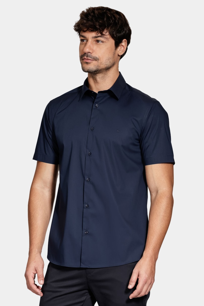 Camisa Manga Curta Slim Tech Marinho