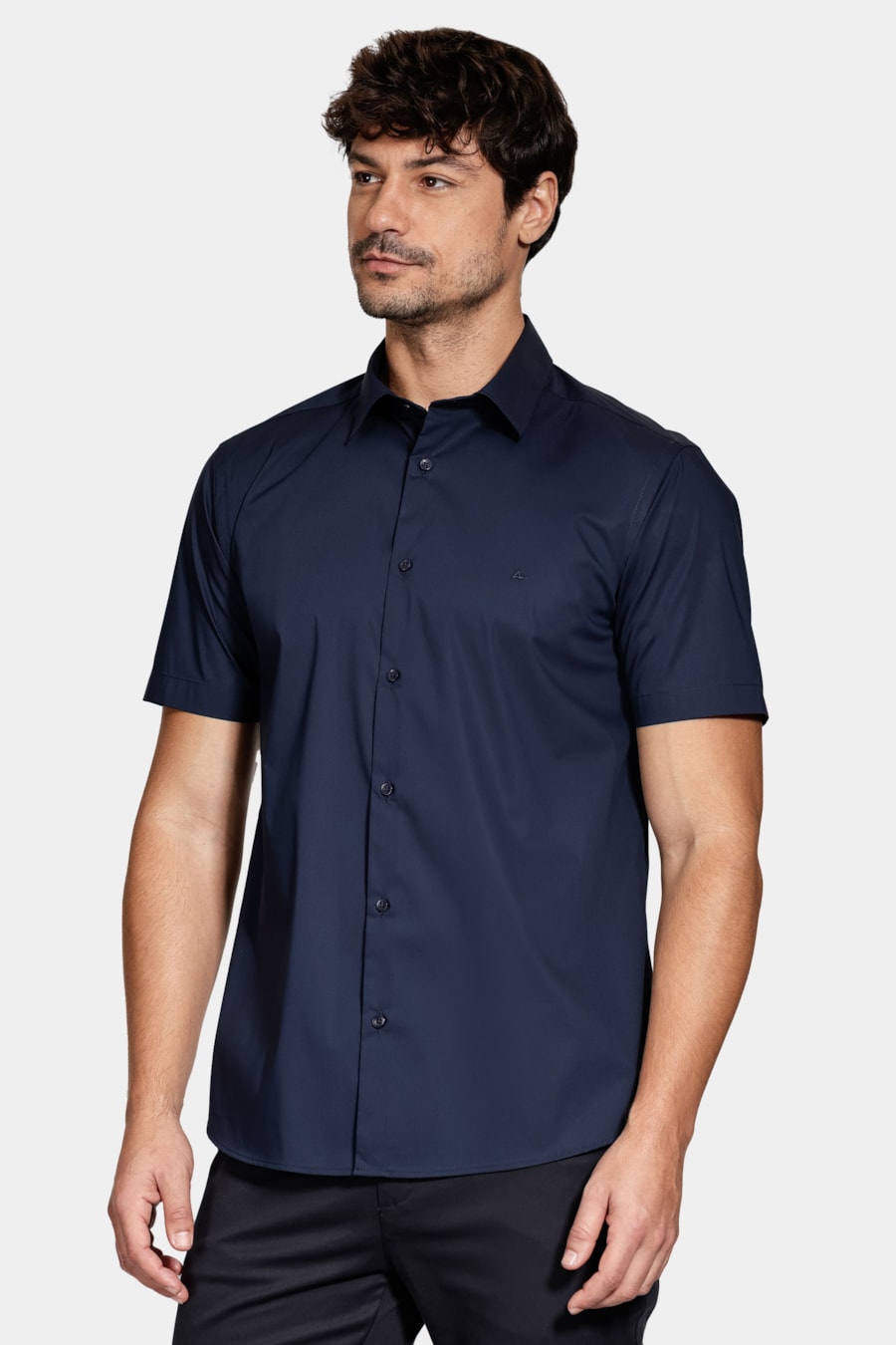Camisa Manga Curta Slim Tech Marinho — foto 1 de 6