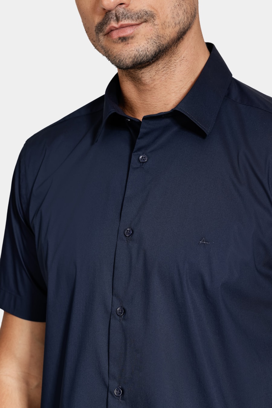 Camisa Manga Curta Slim Tech Marinho — foto 3 de 6