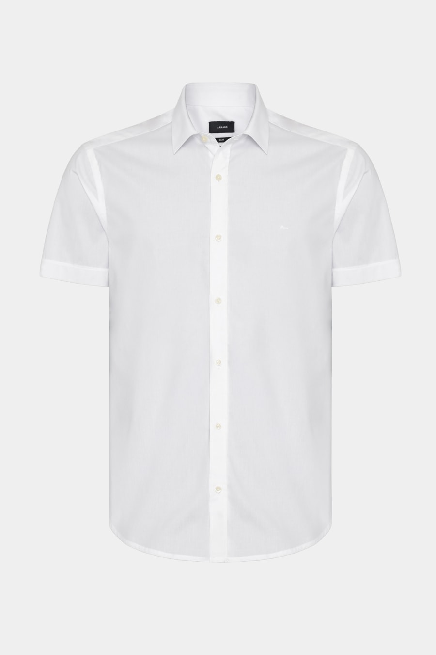 Camisa Manga Curta Slim Tricoline Stretch Liso Branco — foto 2 de 2
