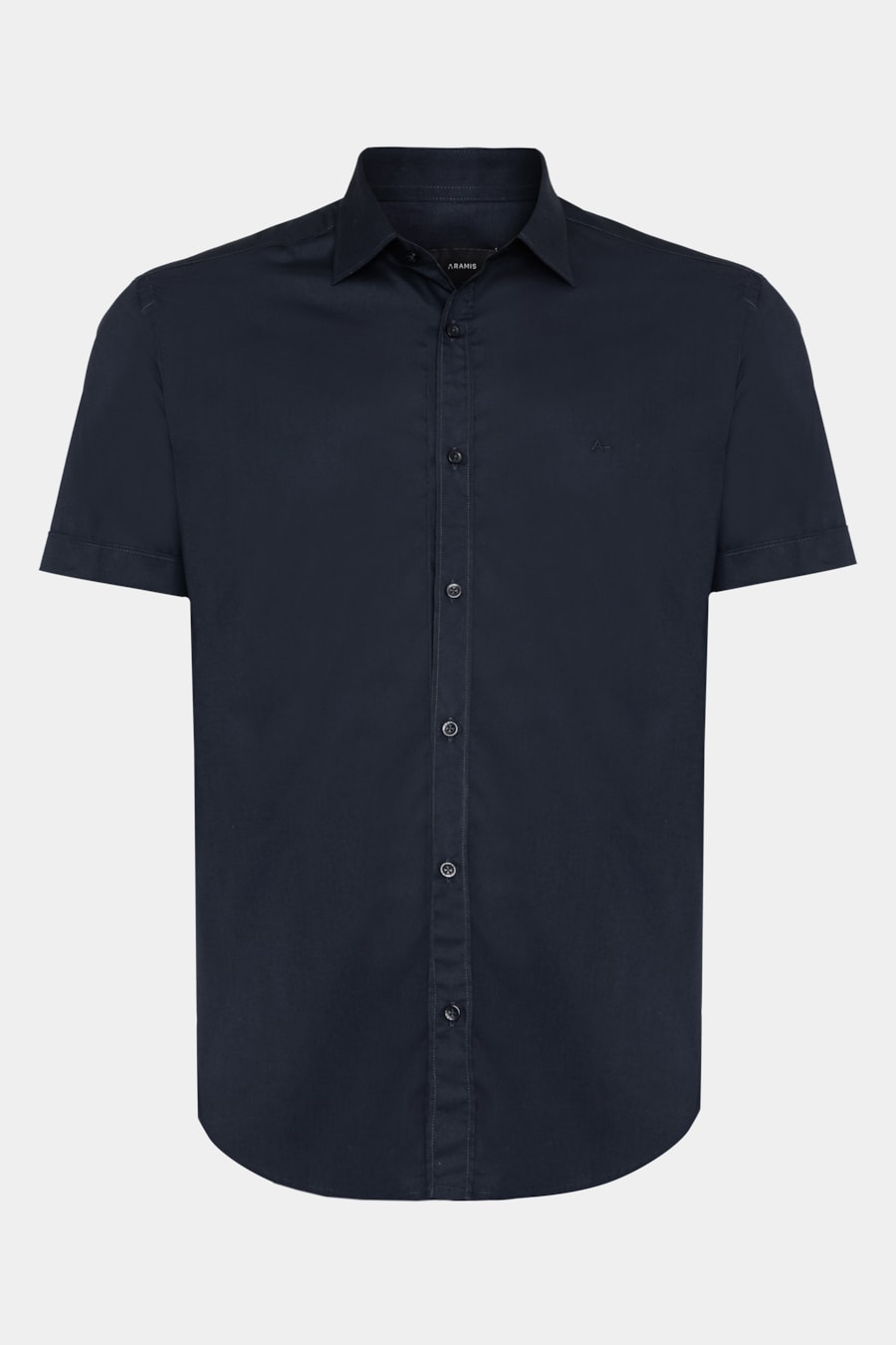 Camisa Manga Curta Slim Tricoline Stretch Liso Marinho — foto 6 de 6