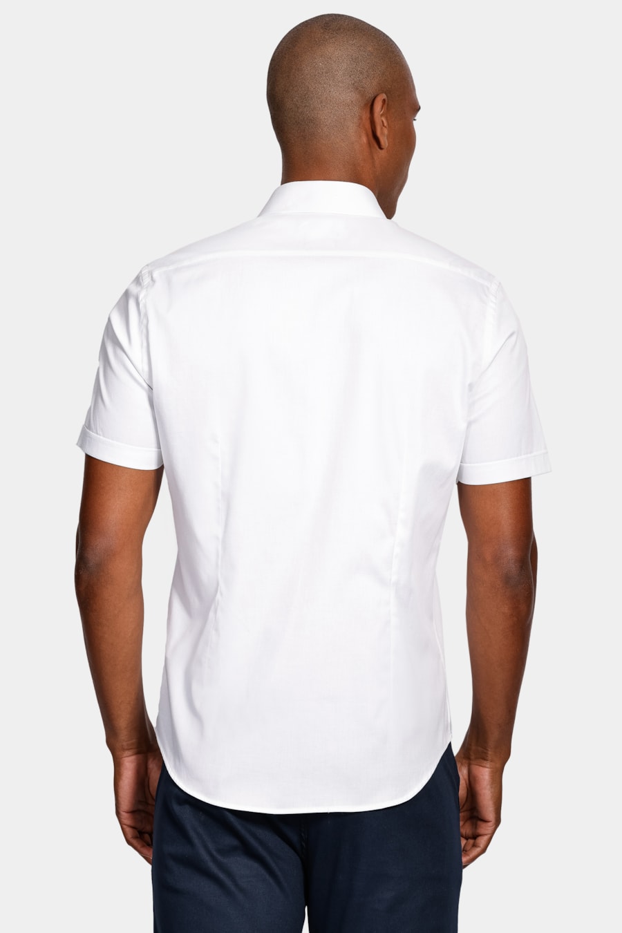 Camisa Manga Curta Super Slim Cetim Com Elastano Branco — foto 4 de 5