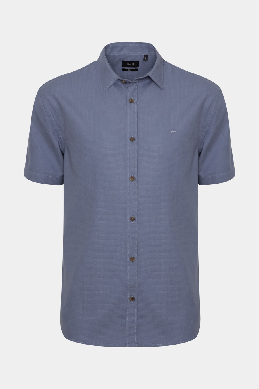 Camisa Manga Curta Textura Quadriculada Mini Azul Jeans — foto 5 de 6