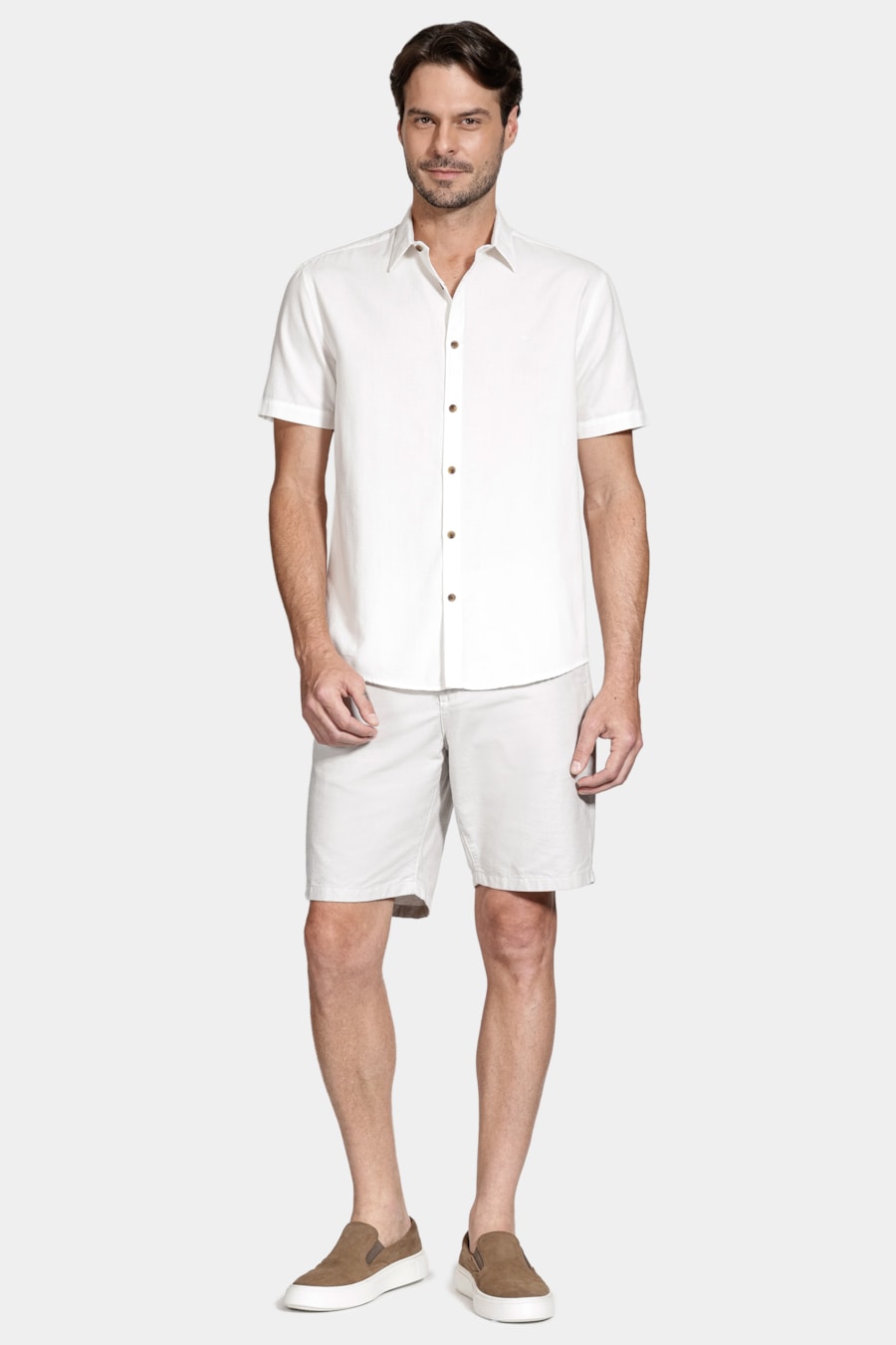 Camisa Manga Curta Textura Quadriculada Mini Off White — foto 2 de 6