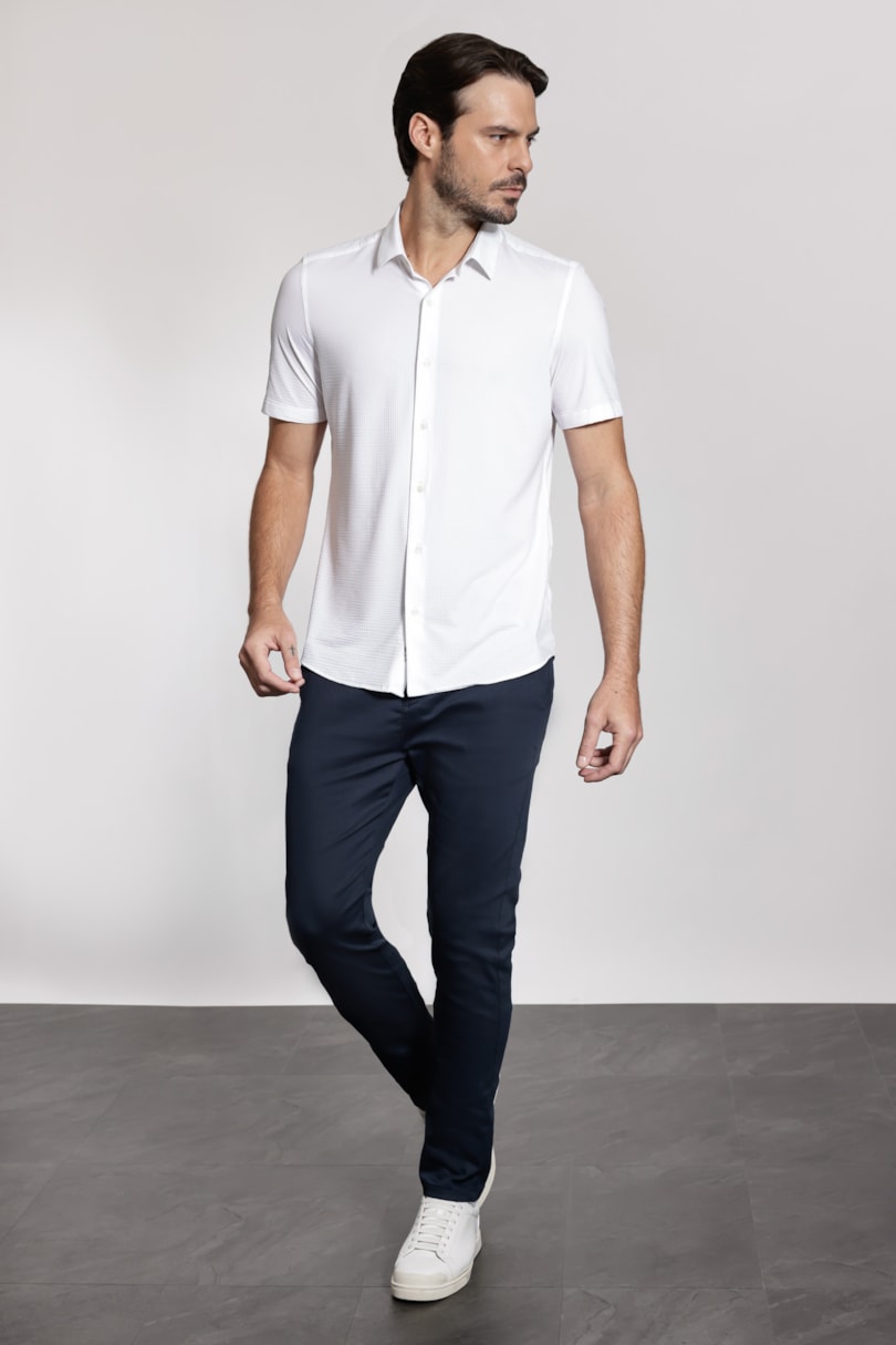 Camisa Manga Curta Texturizada Elastic Wave Branco