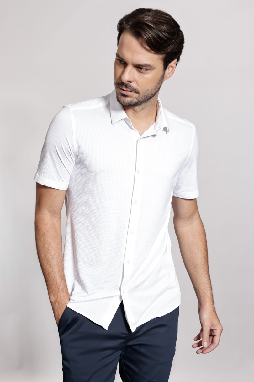 Camisa Manga Curta Texturizada Elastic Wave Branco
