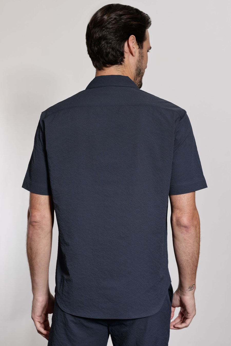 Camisa Manga Curta Texturizada Wave Marinho — foto 4 de 5