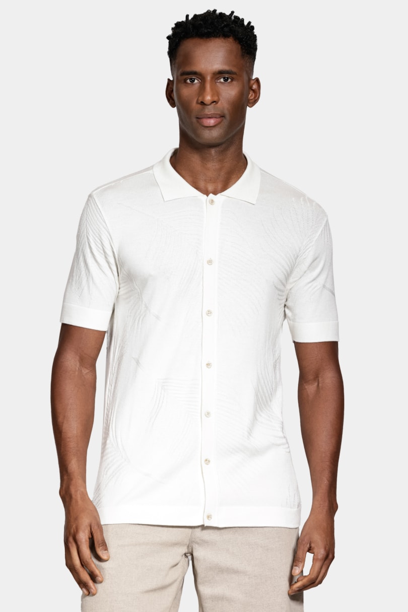 Camisa Manga Curta Tricot Palms Off White