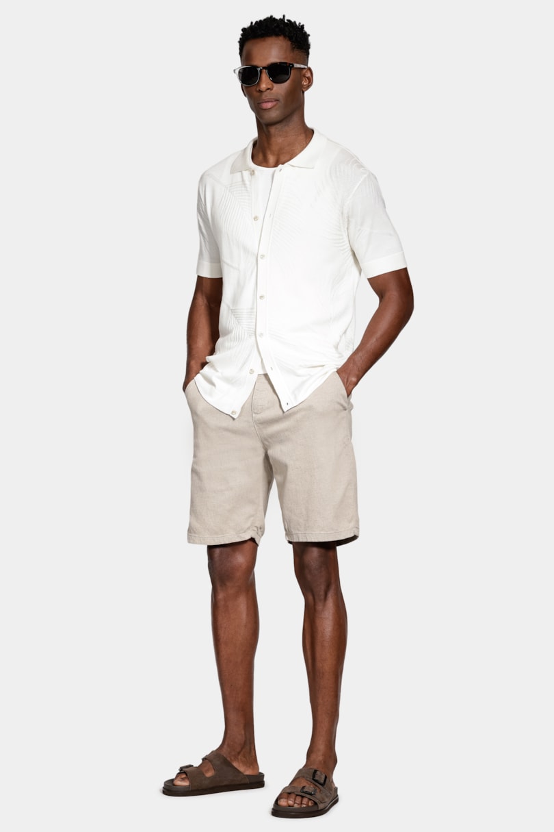 Camisa Manga Curta Tricot Palms Off White