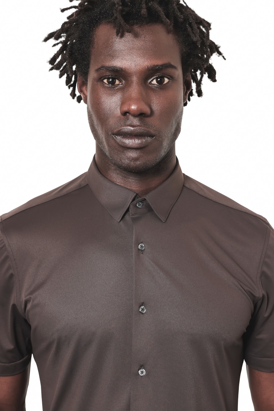 Camisa Manga Curta Twill Performance Marrom — foto 3 de 6