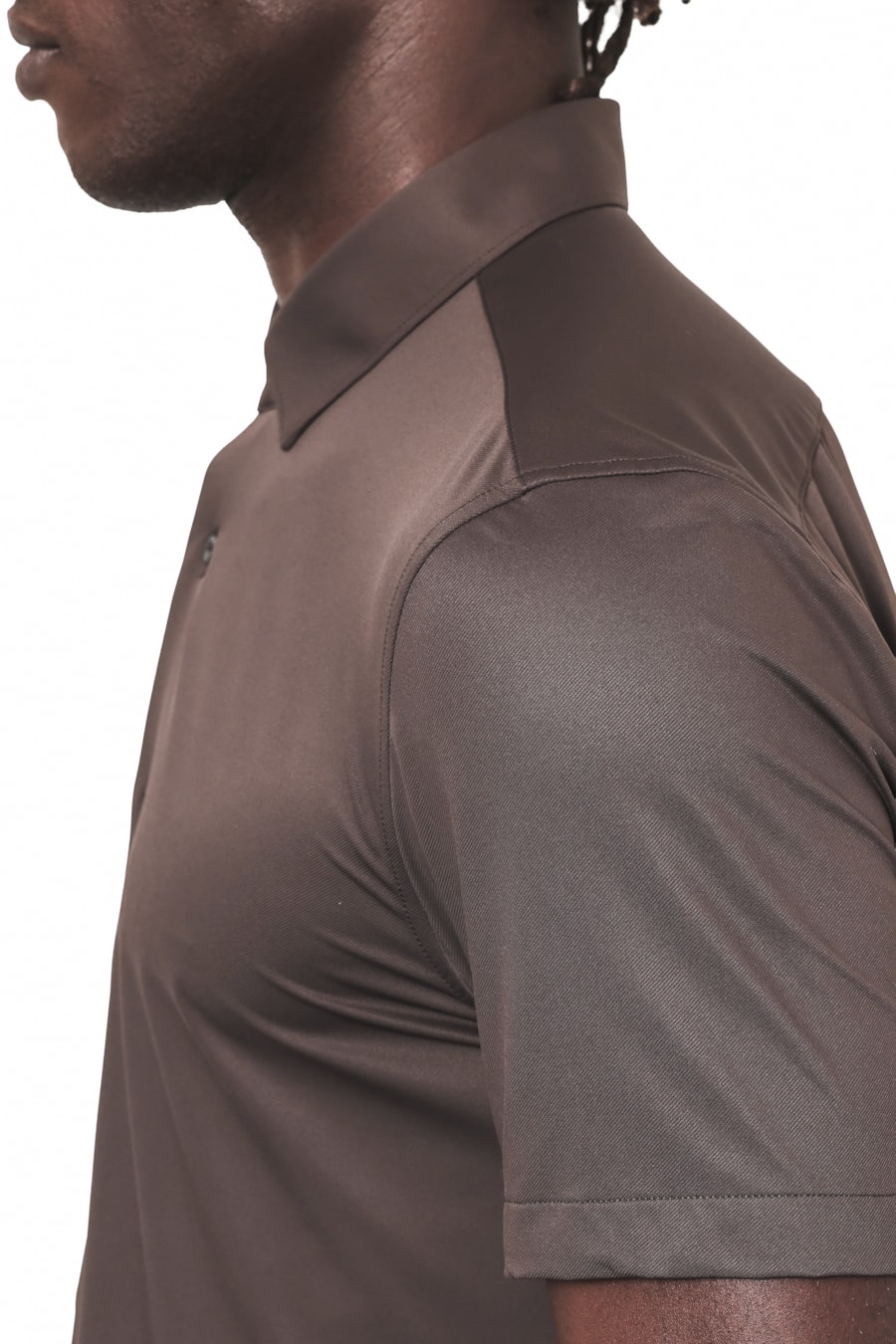 Camisa Manga Curta Twill Performance Marrom — foto 4 de 6