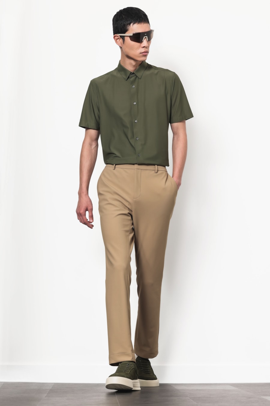 Camisa Manga Curta Twill Performance Menta — foto 2 de 5