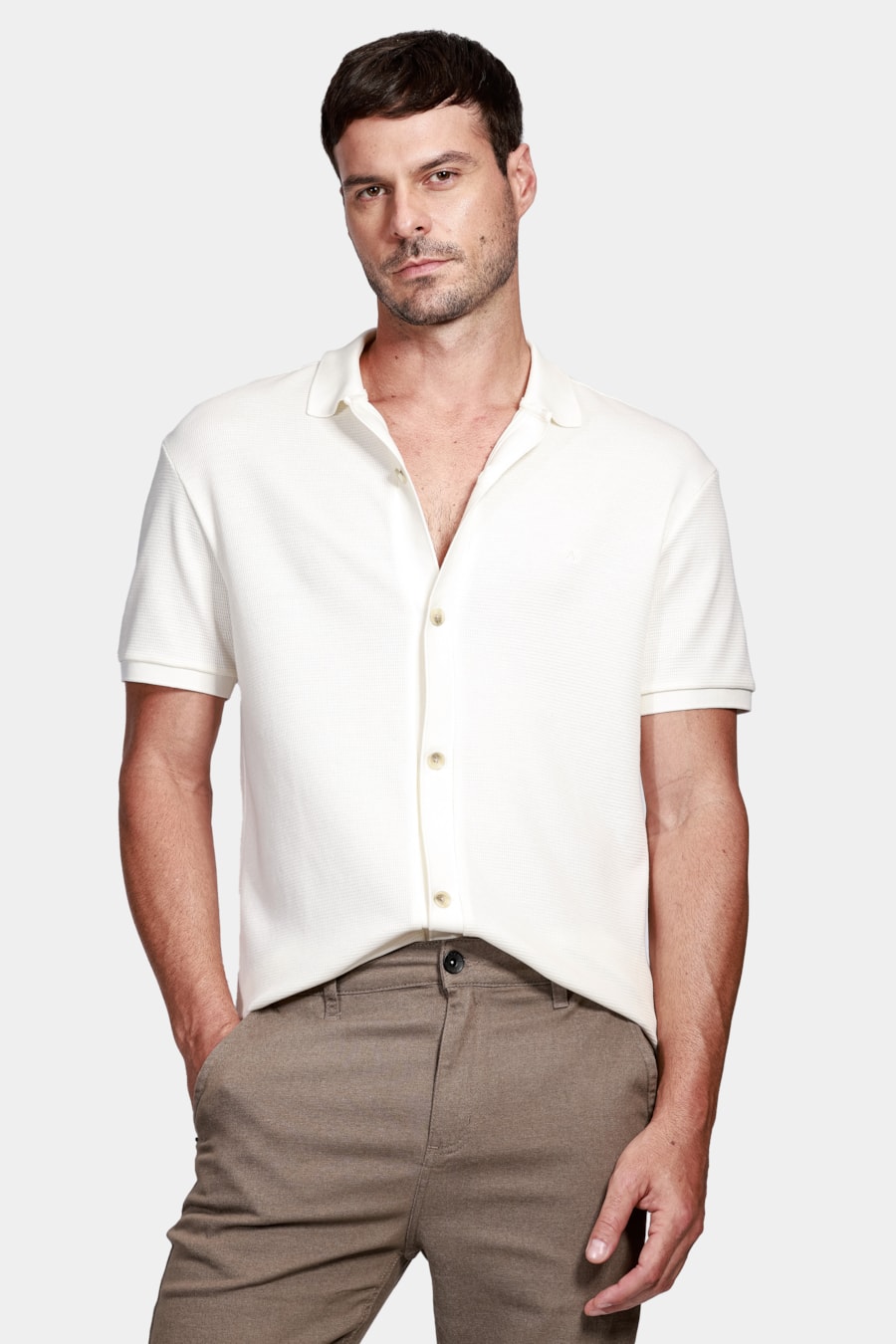 Camisa Manga Curta Wafle Off White — foto 1 de 6
