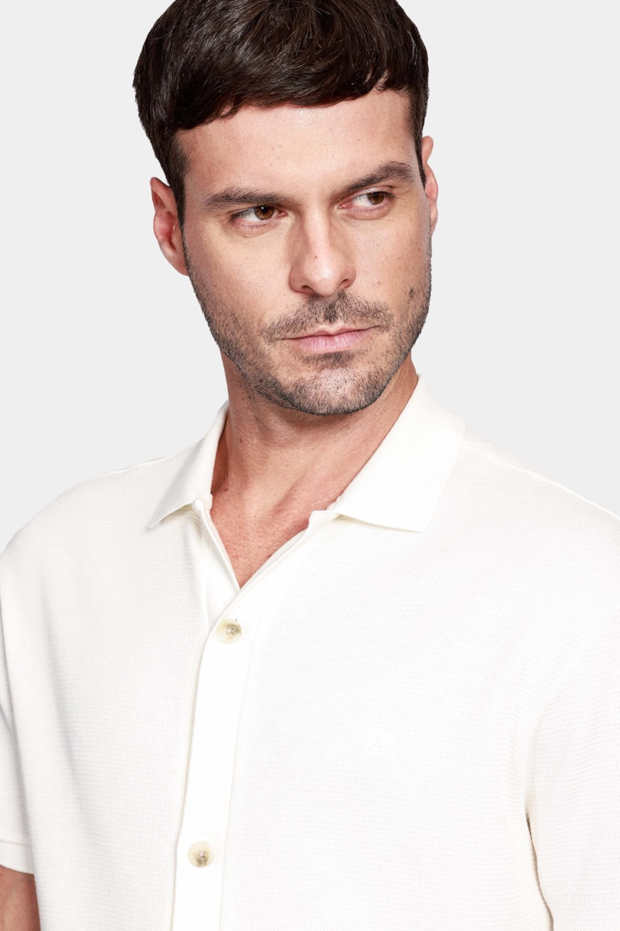 Camisa Manga Curta Wafle Off White — foto 4 de 6
