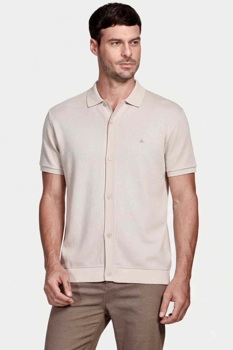 Camisa Manga Curta Wafle Palha — foto 1 de 5