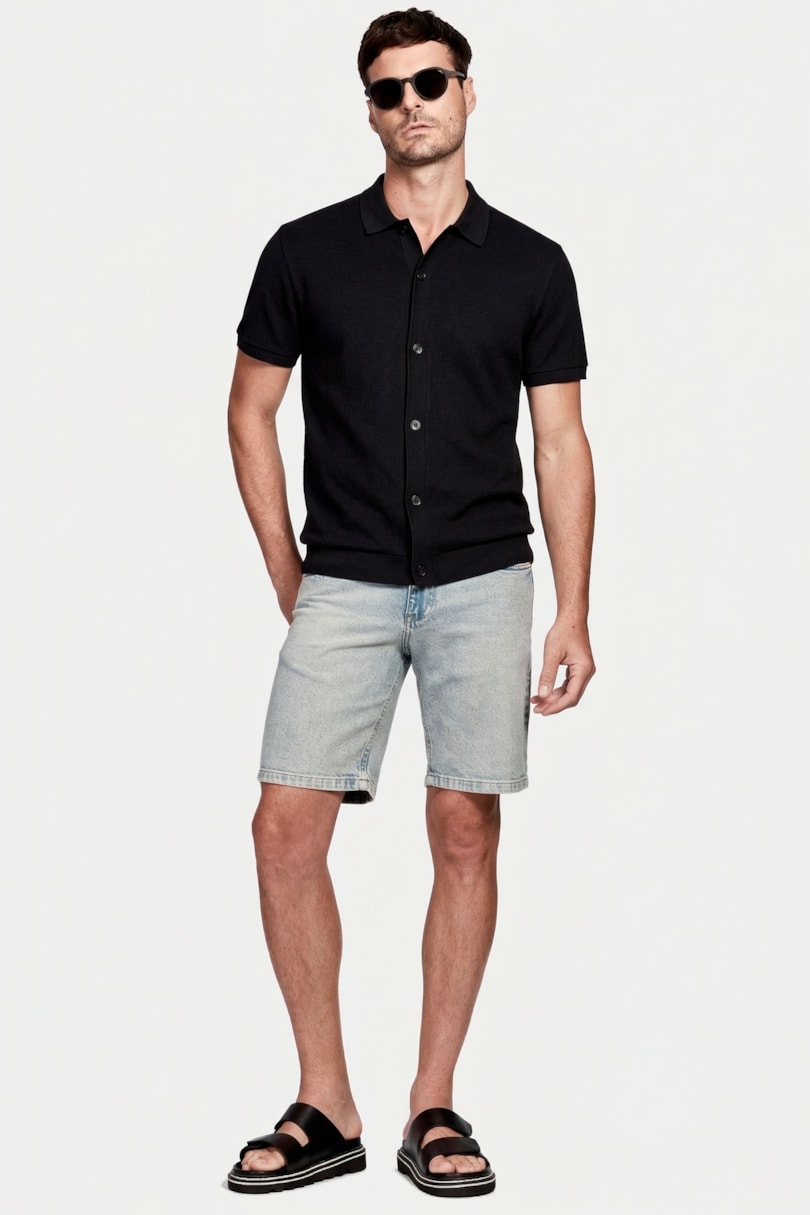 Camisa Manga Curta Wafle Preto