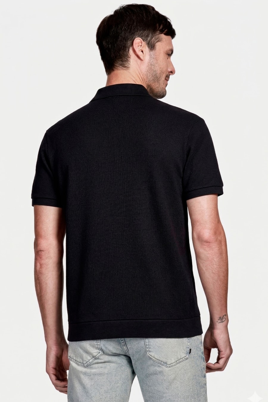 Camisa Manga Curta Wafle Preto — foto 4 de 5