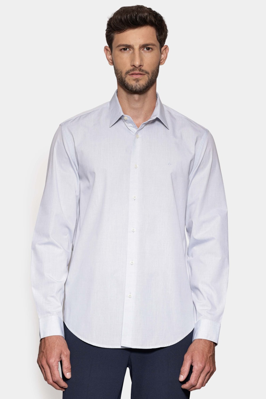 Camisa Manga Longa Algodão Egípcio Barolo Azul Bebe — foto 1 de 6