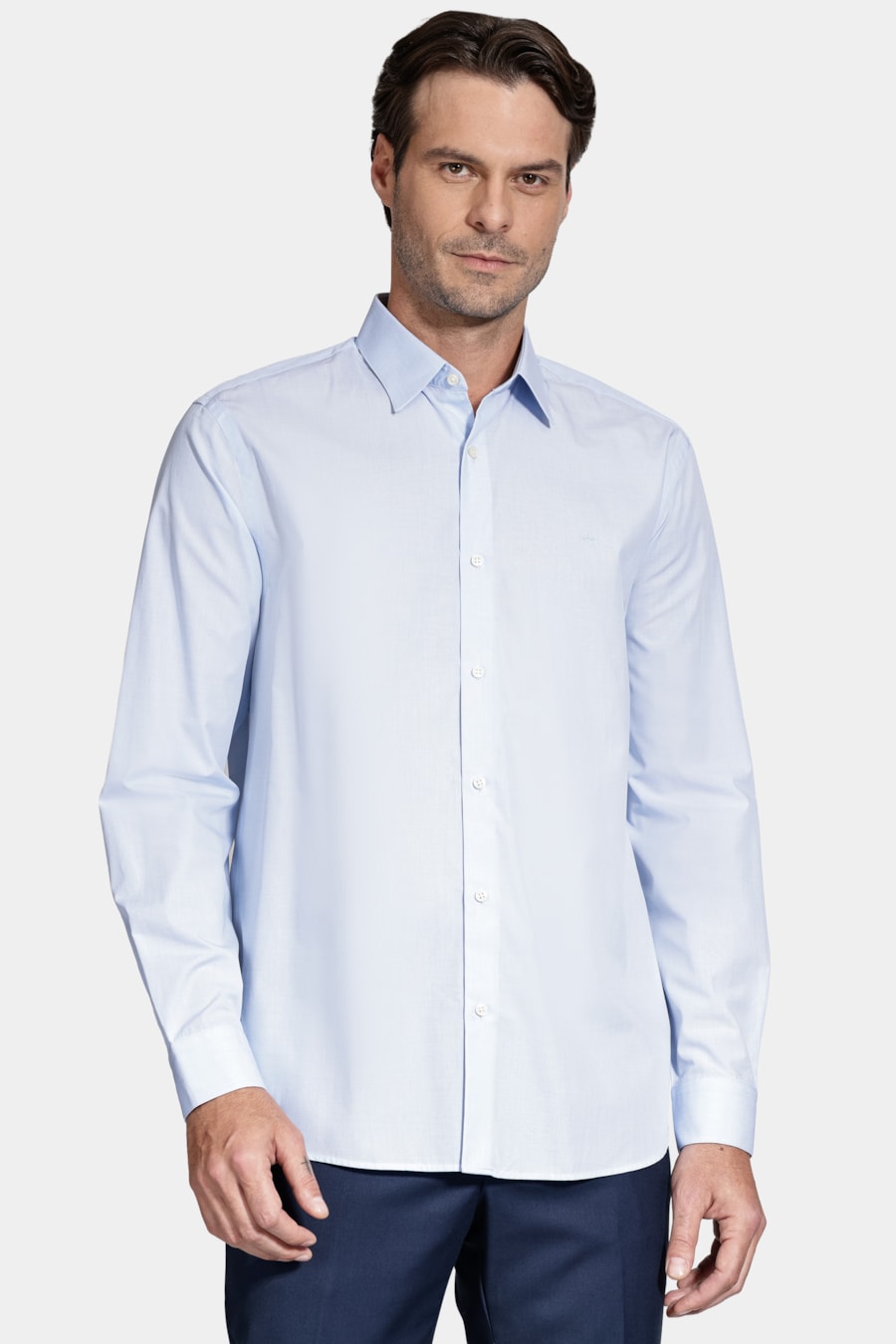Camisa Manga Longa Algodão Egípcio Barolo Azul Claro — foto 1 de 6