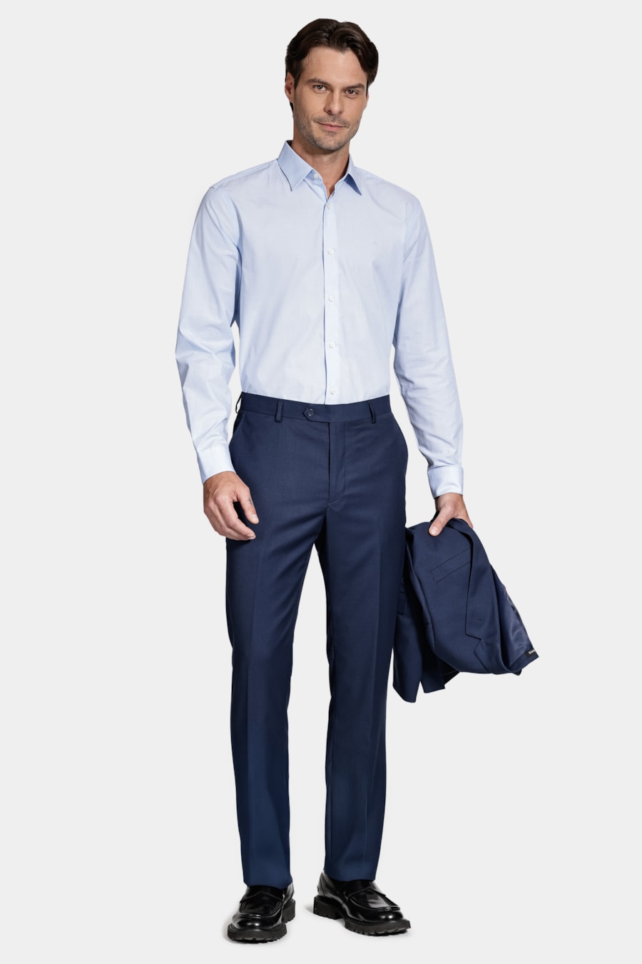 Camisa Manga Longa Algodão Egípcio Barolo Azul Claro — foto 2 de 6