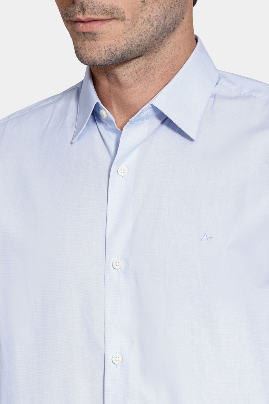 Camisa Manga Longa Algodão Egípcio Barolo Azul Claro — foto 3 de 6