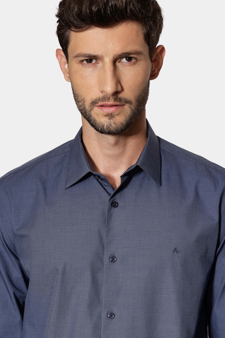 Camisa Manga Longa Algodão Egípcio Barolo Azul Escuro — foto 3 de 7