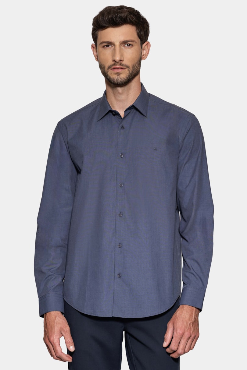 Camisa Manga Longa Algodão Egípcio Barolo Azul Escuro