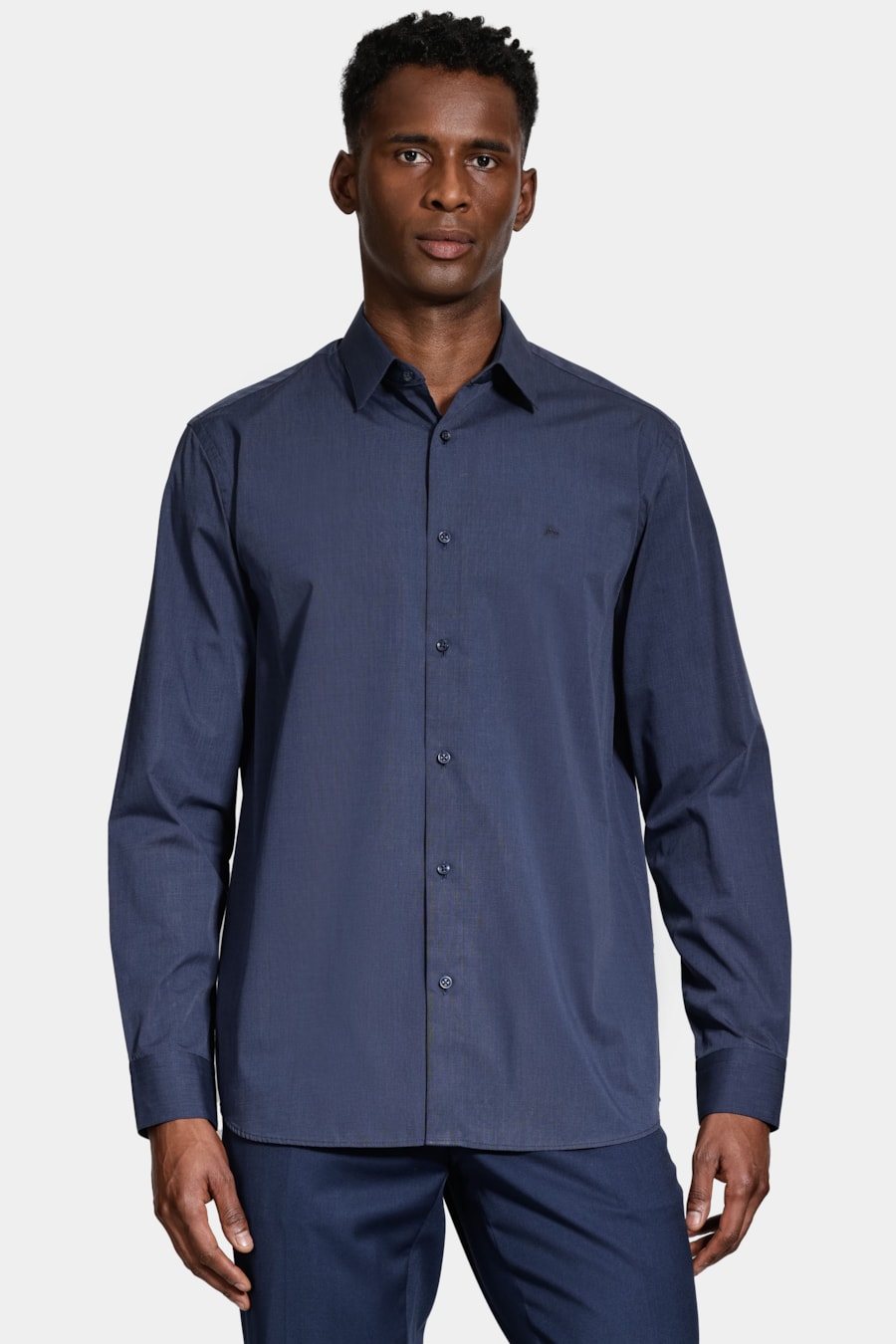 Camisa Manga Longa Algodão Egípcio Barolo Azul Forte — foto 1 de 6