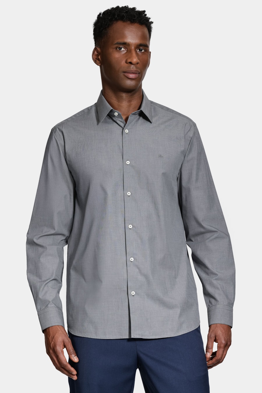 Camisa Manga Longa Algodão Egípcio Barolo Cinza Medio — foto 1 de 6