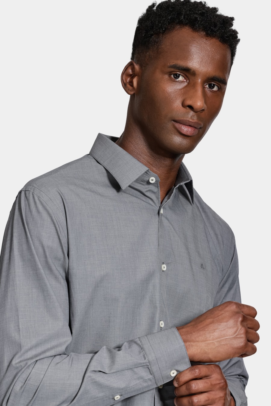 Camisa Manga Longa Algodão Egípcio Barolo Cinza Medio — foto 3 de 6