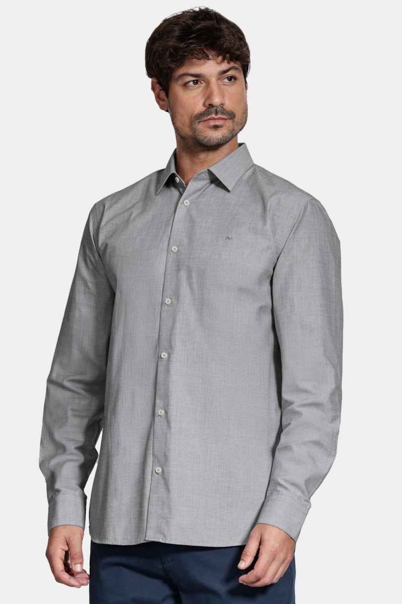 Camisa Manga Longa Algodão Egípcio Barolo Grafite