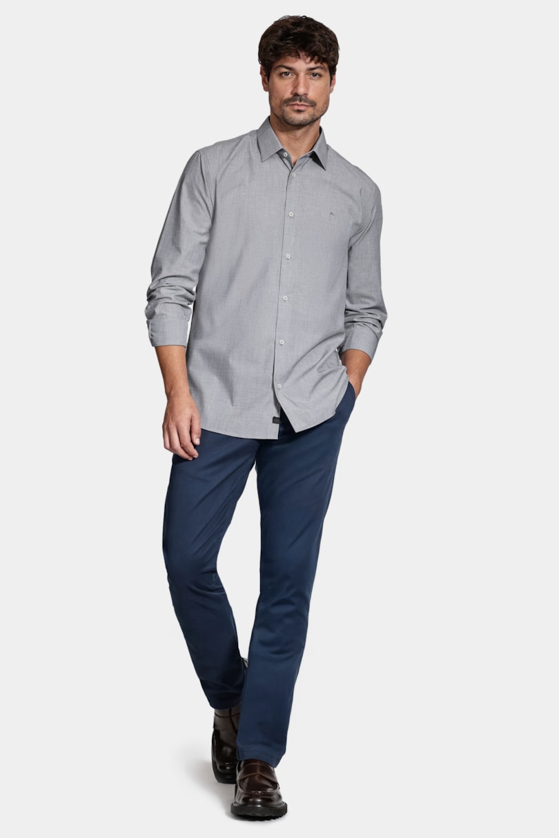 Camisa Manga Longa Algodão Egípcio Barolo Grafite