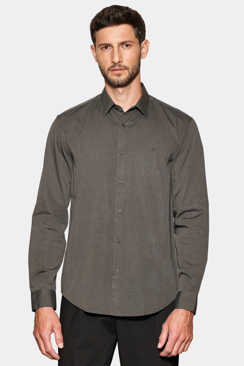 Camisa Manga Longa Algodão Egípcio Barolo Verde Escuro