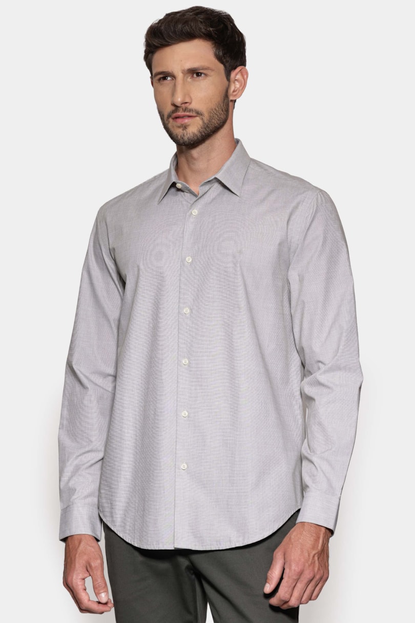 Camisa Manga Longa Algodão Egípcio Barolo Verde Folha