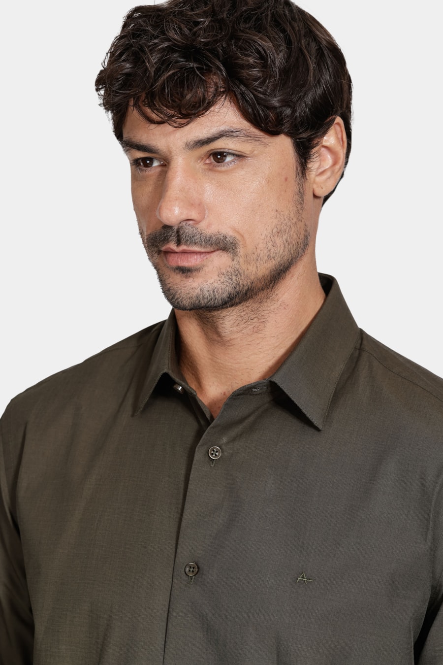 Camisa Manga Longa Algodão Egípcio Barolo Verde Garrafa — foto 3 de 6