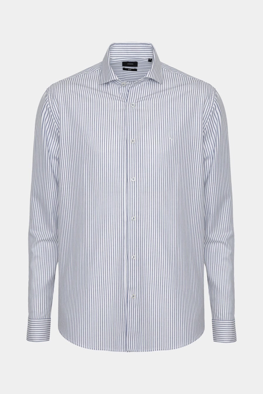 Camisa Manga Longa Algodão Listrada Branco C/Azul — foto 5 de 6