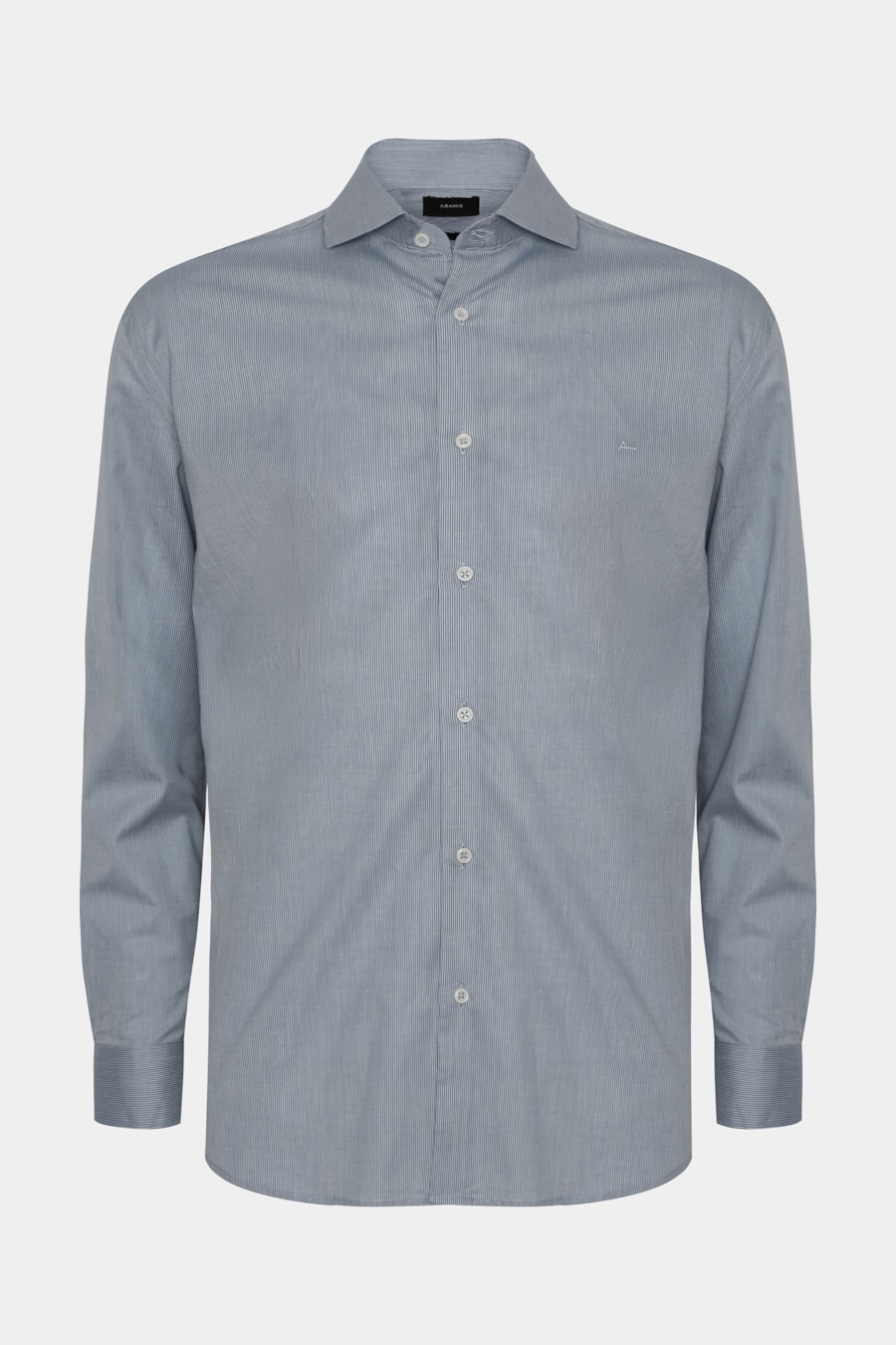 Camisa Manga Longa Algodão Listrada Branco C/Azul — foto 5 de 6