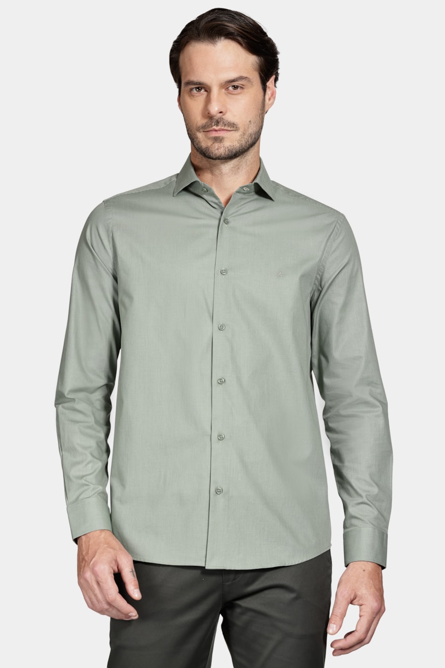 Camisa Manga Longa Algodão Listrada Cacto C/ Verde — foto 1 de 6