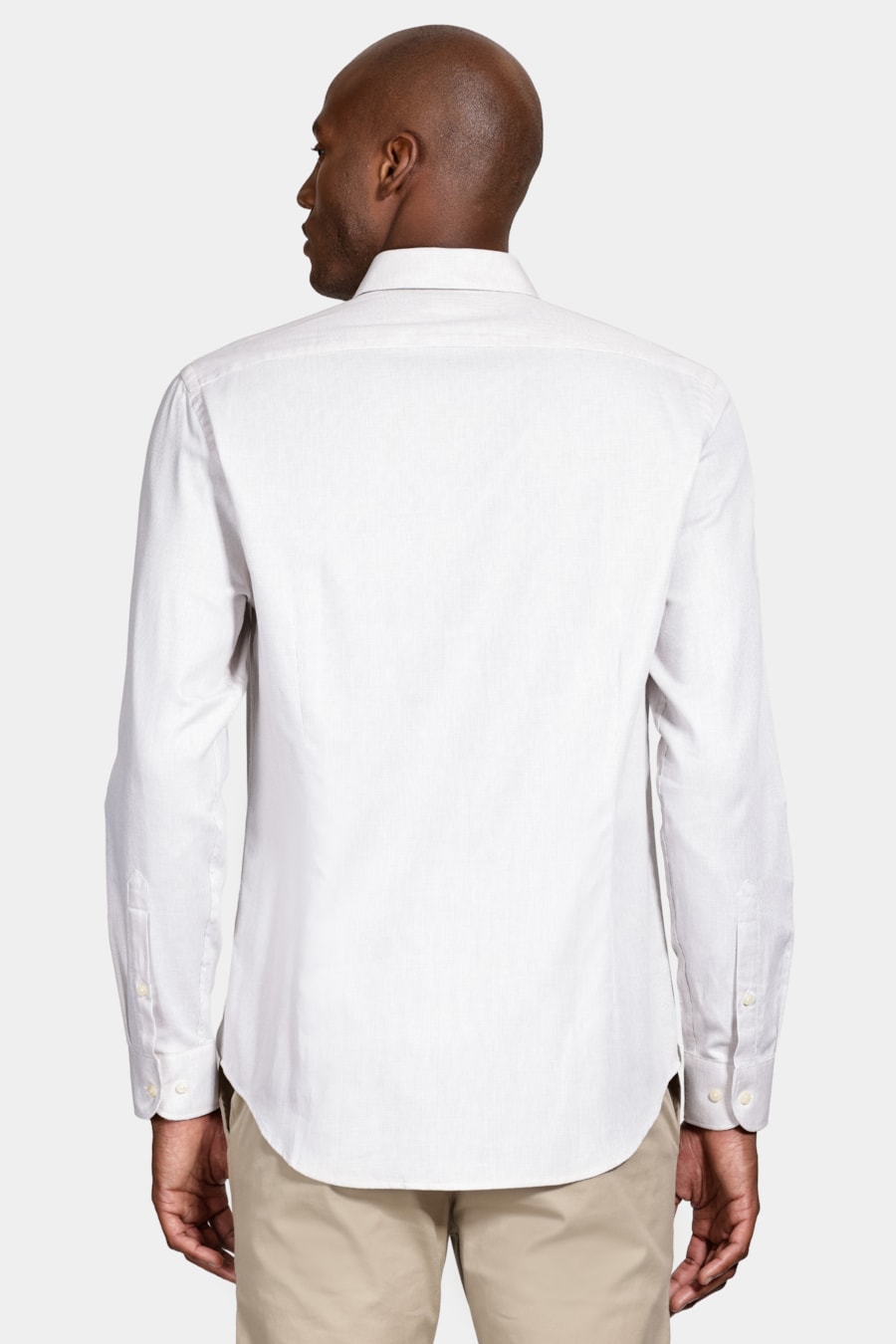 Camisa Manga Longa Algodão Maquineta Branco C/Caqui — foto 4 de 6