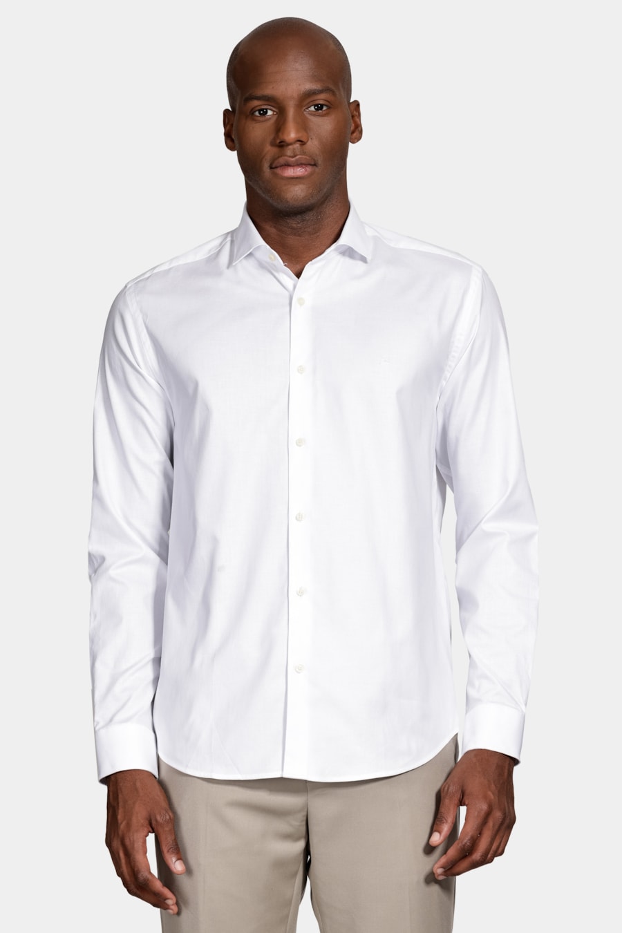 Camisa Manga Longa Algodão Maquineta Stretch Branco — foto 1 de 6