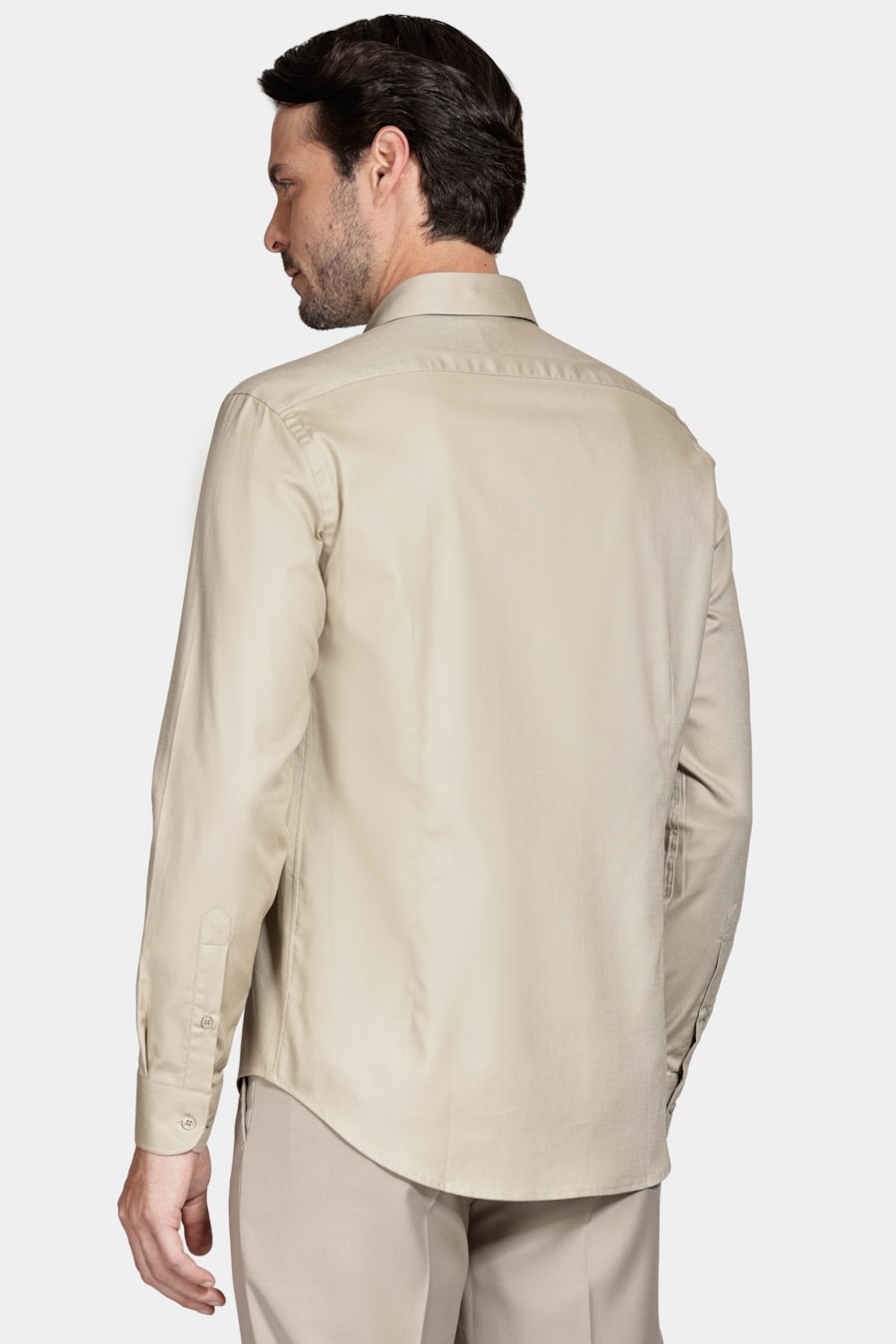 Camisa Manga Longa Algodão Maquineta Stretch Caqui — foto 4 de 6