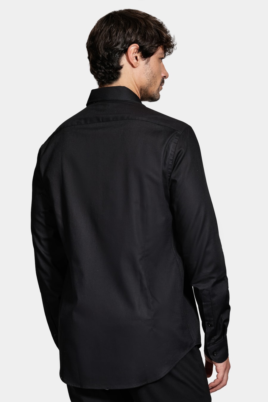 Camisa Manga Longa Algodão Maquineta Stretch Preto — foto 4 de 6