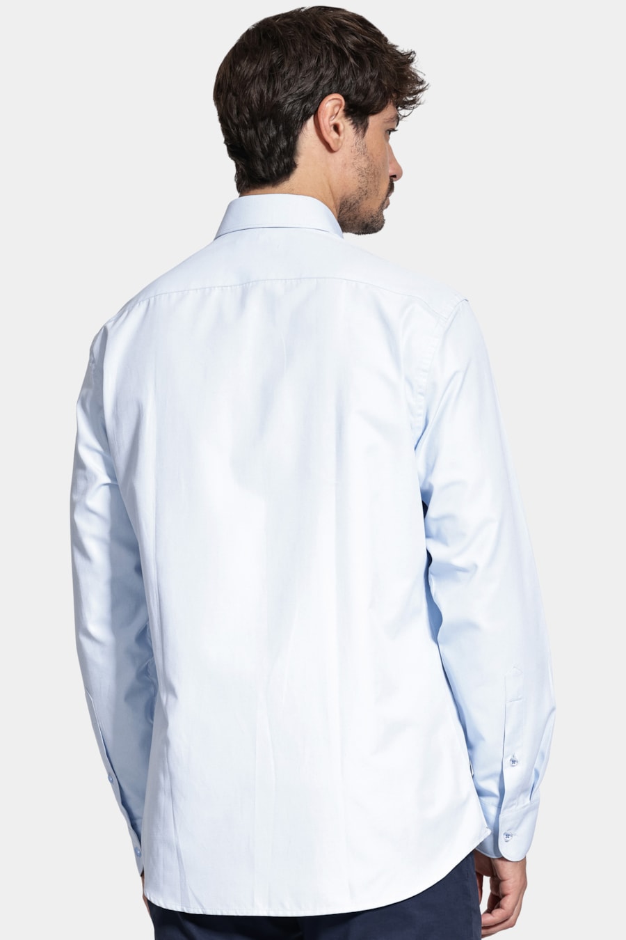 Camisa Manga Longa Algodão Misto Azul — foto 4 de 6
