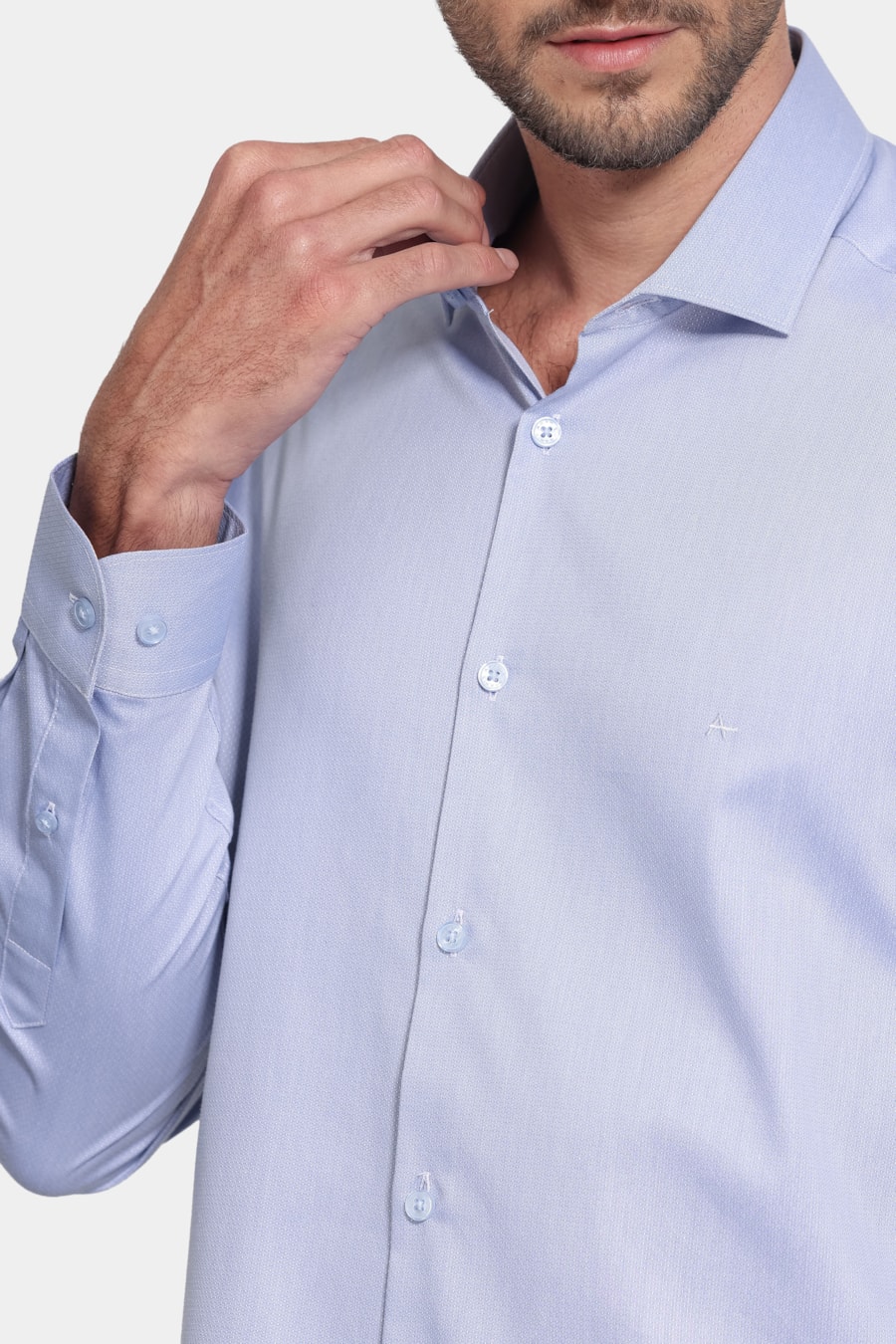 Camisa Manga Longa Algodão Misto Azul Escuro — foto 3 de 7